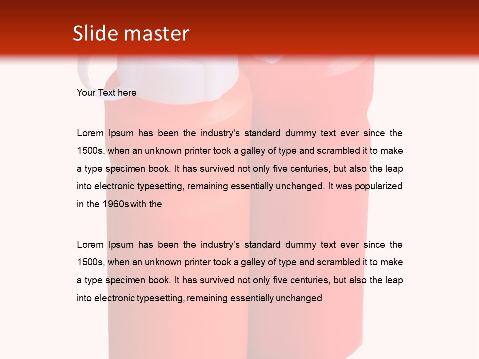 Two Red And Orange Water Bottles On A White And Red Background PowerPoint Template