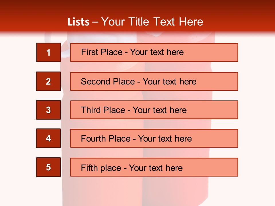 Two Red And Orange Water Bottles On A White And Red Background PowerPoint Template