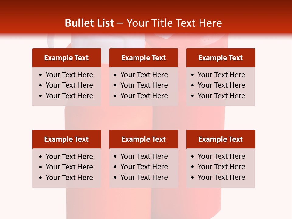 Two Red And Orange Water Bottles On A White And Red Background PowerPoint Template