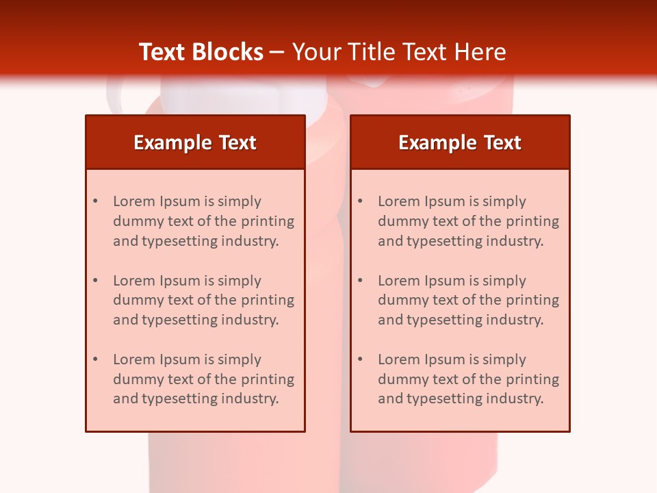 Two Red And Orange Water Bottles On A White And Red Background PowerPoint Template
