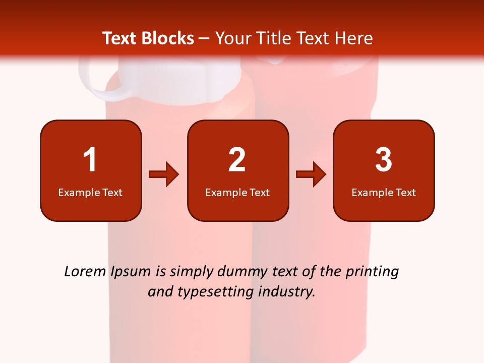 Two Red And Orange Water Bottles On A White And Red Background PowerPoint Template