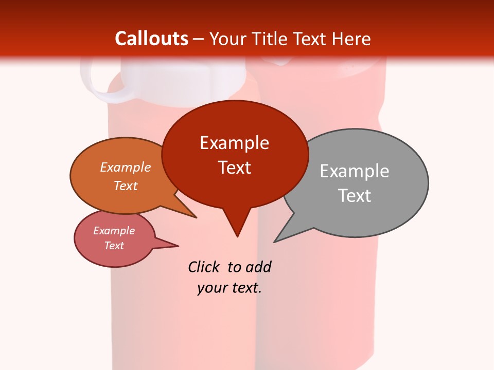 Two Red And Orange Water Bottles On A White And Red Background PowerPoint Template