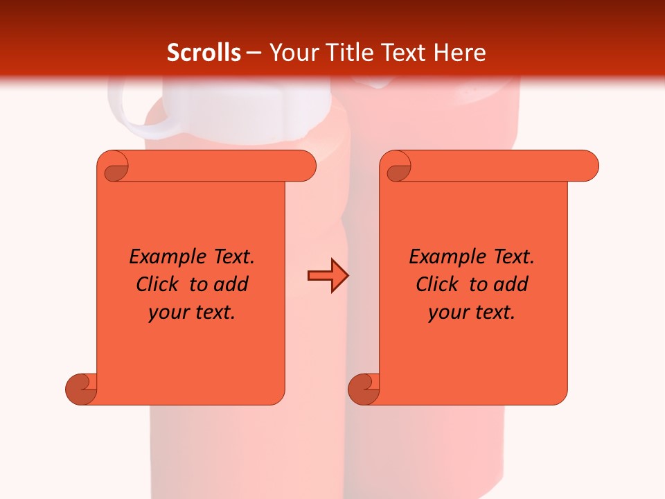 Two Red And Orange Water Bottles On A White And Red Background PowerPoint Template