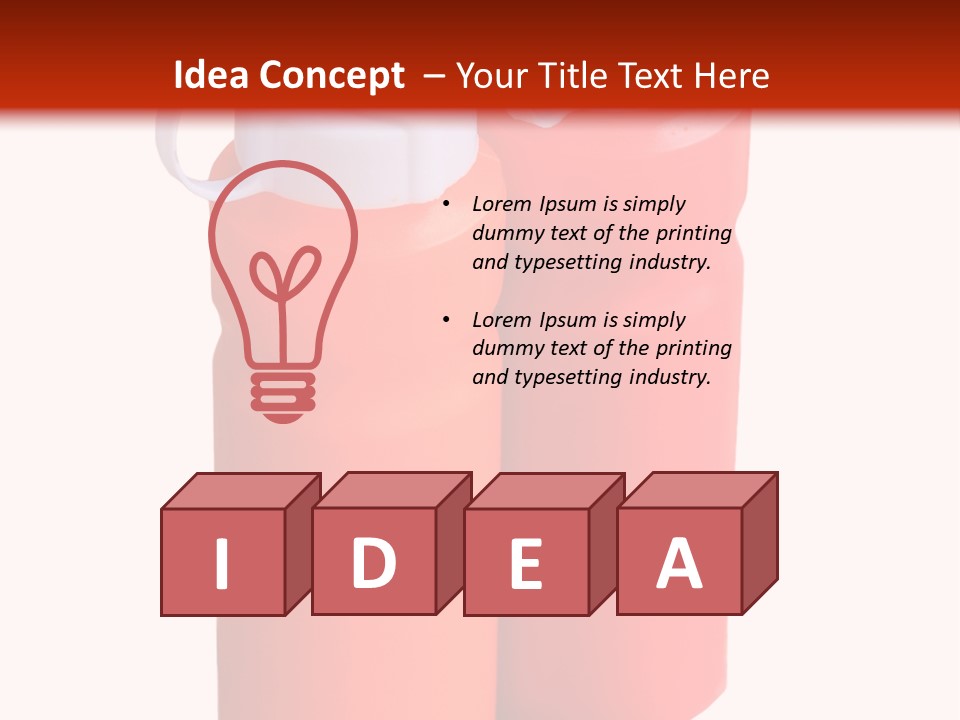 Two Red And Orange Water Bottles On A White And Red Background PowerPoint Template