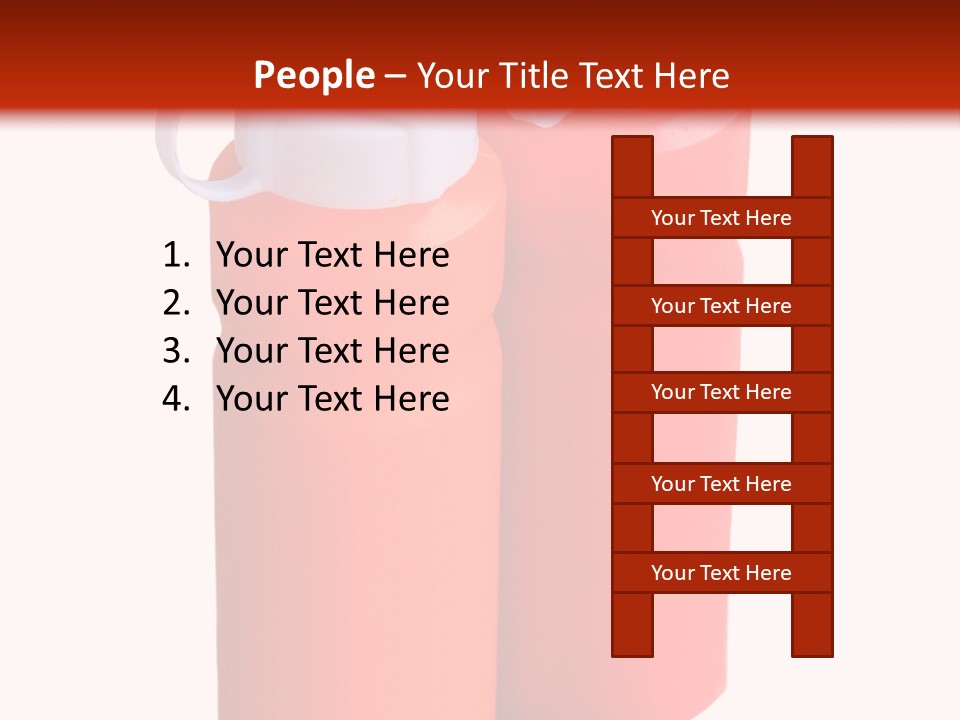 Two Red And Orange Water Bottles On A White And Red Background PowerPoint Template