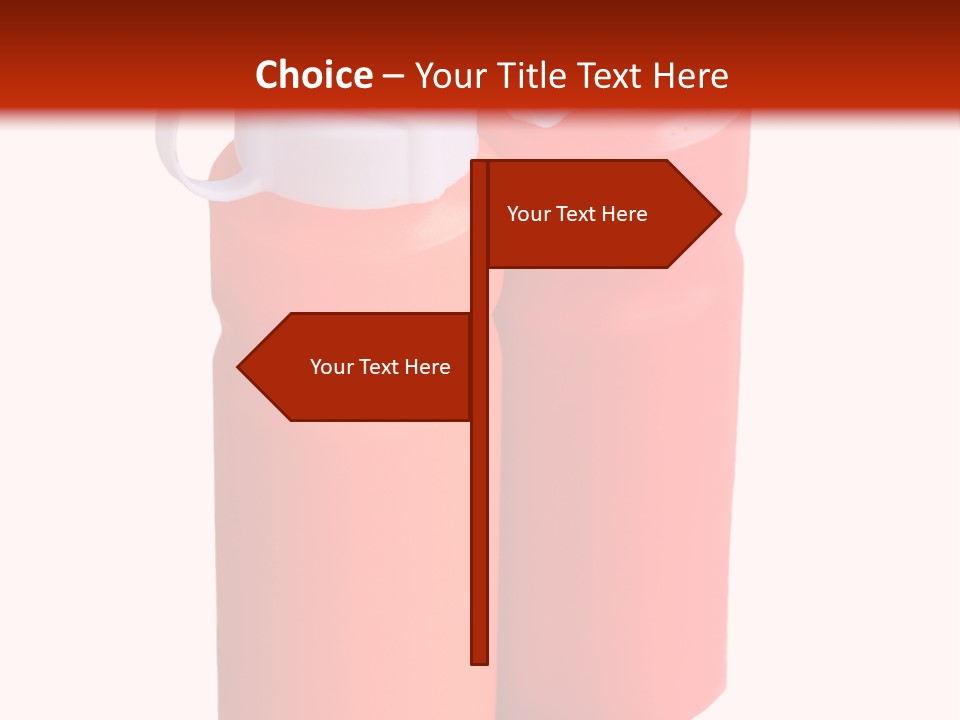 Two Red And Orange Water Bottles On A White And Red Background PowerPoint Template