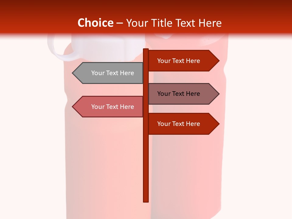 Two Red And Orange Water Bottles On A White And Red Background PowerPoint Template