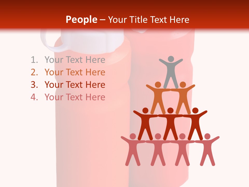 Two Red And Orange Water Bottles On A White And Red Background PowerPoint Template