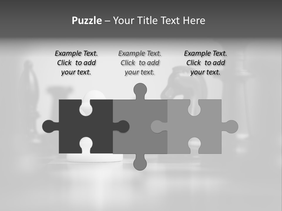 A Black And White Photo Of Chess Pieces PowerPoint Template