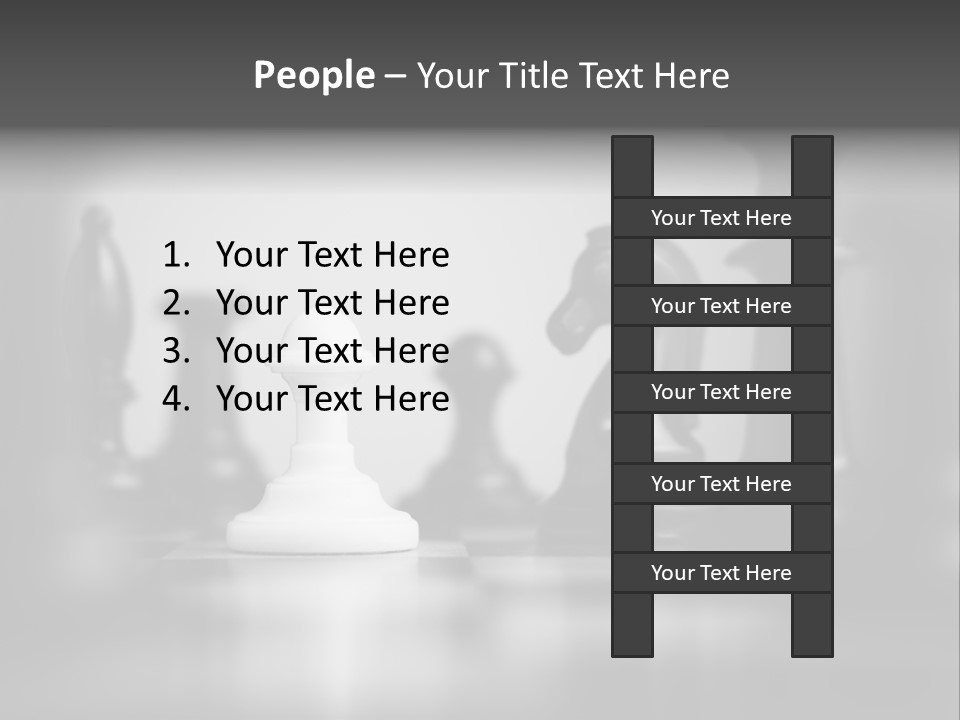 A Black And White Photo Of Chess Pieces PowerPoint Template