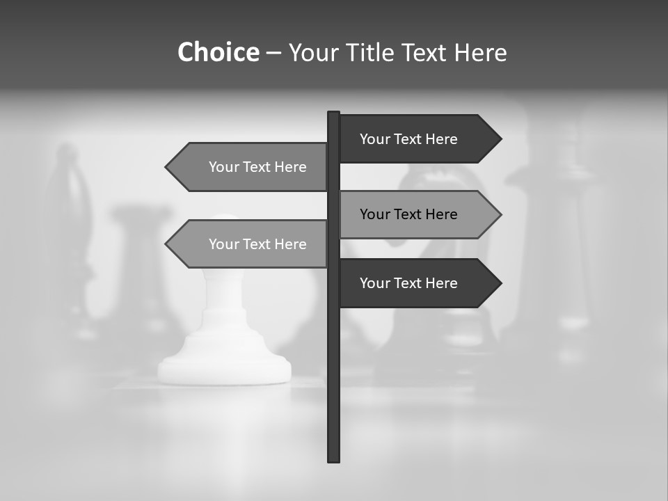 A Black And White Photo Of Chess Pieces PowerPoint Template