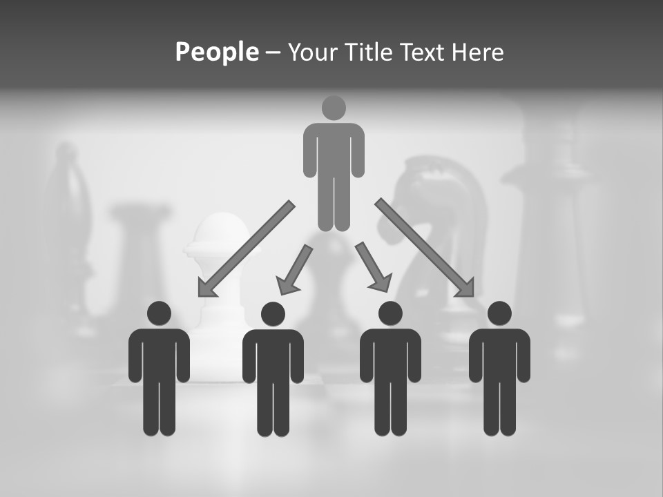 A Black And White Photo Of Chess Pieces PowerPoint Template