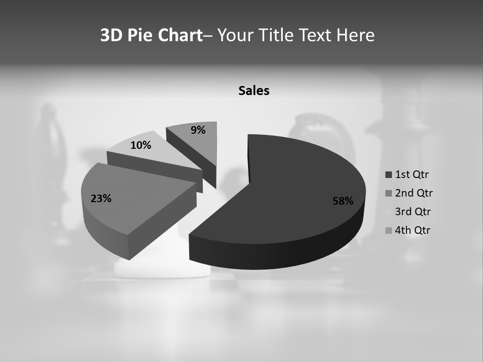 A Black And White Photo Of Chess Pieces PowerPoint Template