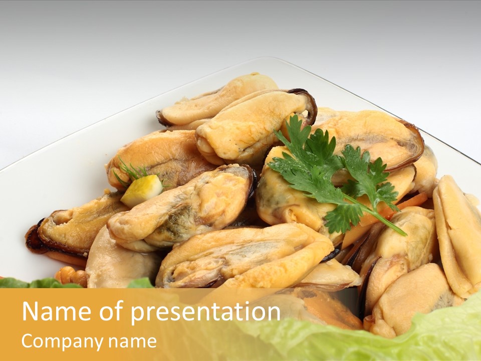 Recipe Fresh Fish Seafood Buffet PowerPoint Template