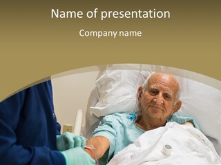 An Old Man In A Hospital Bed With A Nurse PowerPoint Template