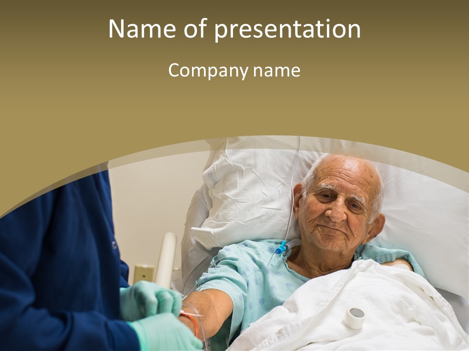 An Old Man In A Hospital Bed With A Nurse PowerPoint Template