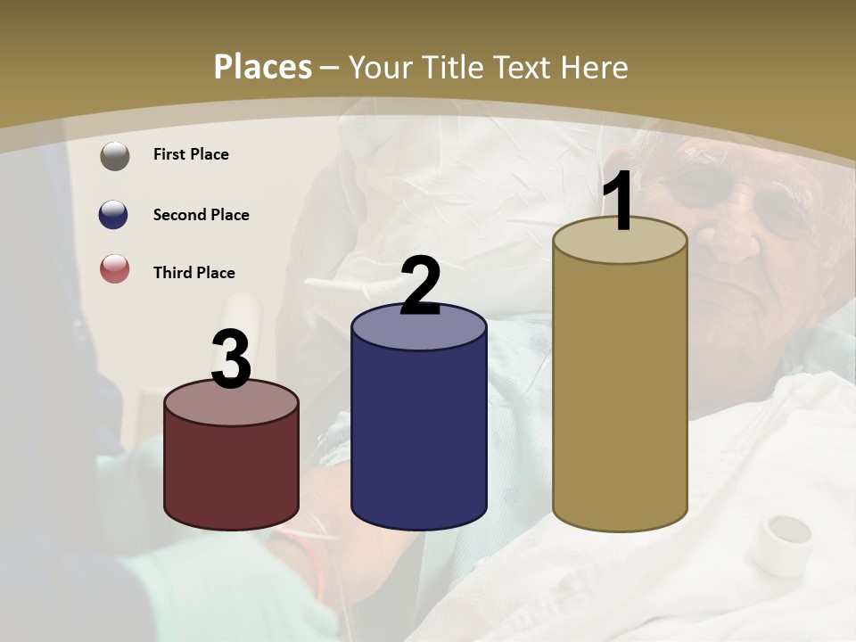 An Old Man In A Hospital Bed With A Nurse PowerPoint Template