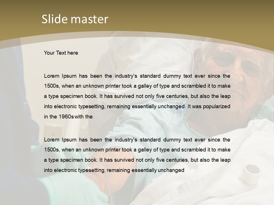 An Old Man In A Hospital Bed With A Nurse PowerPoint Template