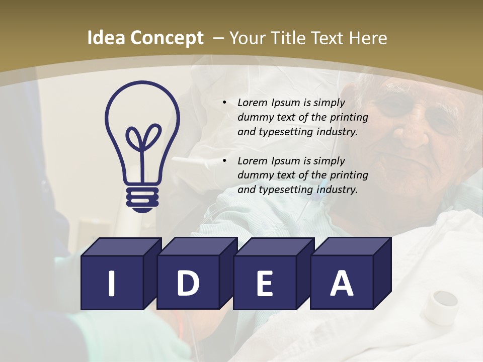 An Old Man In A Hospital Bed With A Nurse PowerPoint Template