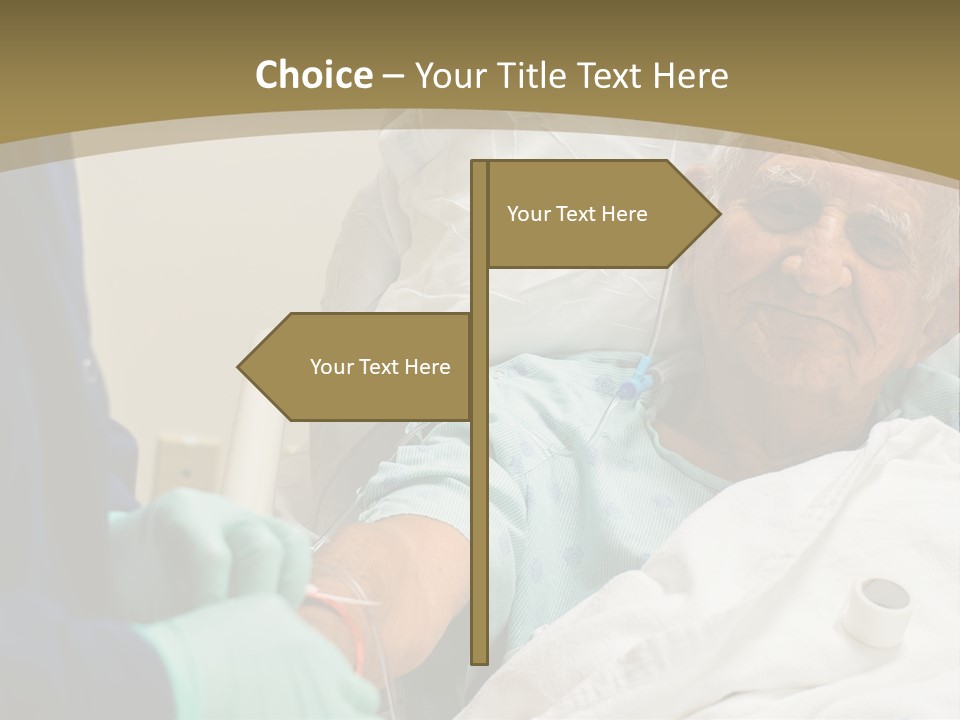 An Old Man In A Hospital Bed With A Nurse PowerPoint Template