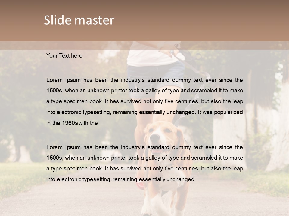 A Woman Running With A Dog On A Leash PowerPoint Template