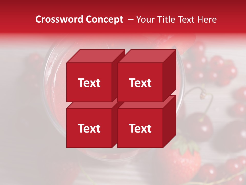 A Red Drink With Cherries On A Wooden Table PowerPoint Template