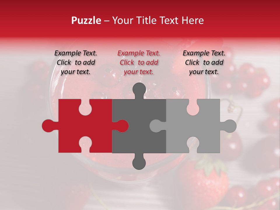 A Red Drink With Cherries On A Wooden Table PowerPoint Template