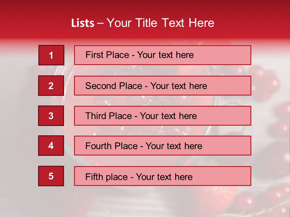 A Red Drink With Cherries On A Wooden Table PowerPoint Template