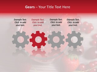 A Red Drink With Cherries On A Wooden Table PowerPoint Template