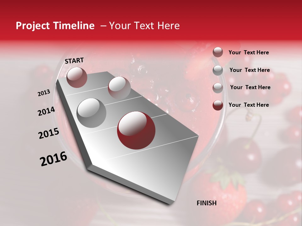 A Red Drink With Cherries On A Wooden Table PowerPoint Template