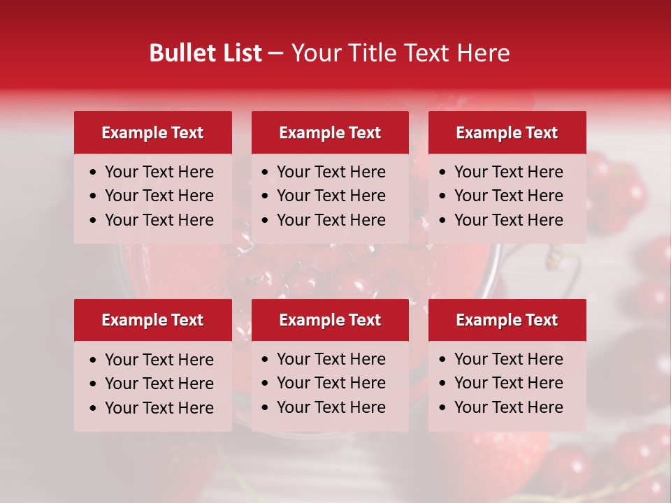 A Red Drink With Cherries On A Wooden Table PowerPoint Template