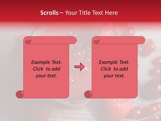 A Red Drink With Cherries On A Wooden Table PowerPoint Template