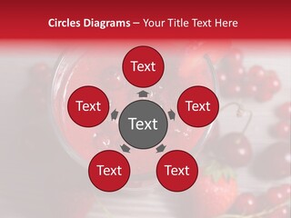 A Red Drink With Cherries On A Wooden Table PowerPoint Template