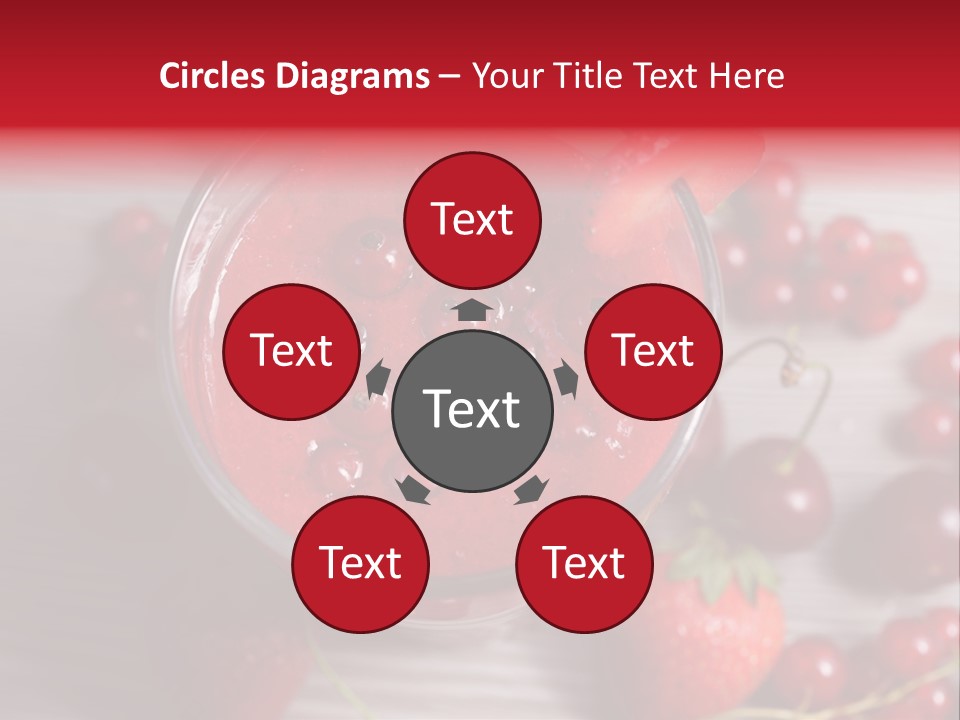 A Red Drink With Cherries On A Wooden Table PowerPoint Template