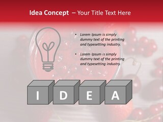 A Red Drink With Cherries On A Wooden Table PowerPoint Template