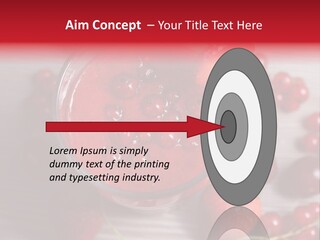 A Red Drink With Cherries On A Wooden Table PowerPoint Template