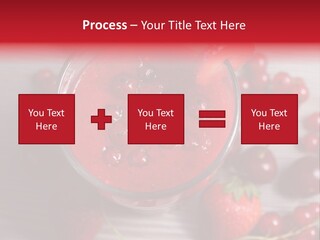 A Red Drink With Cherries On A Wooden Table PowerPoint Template