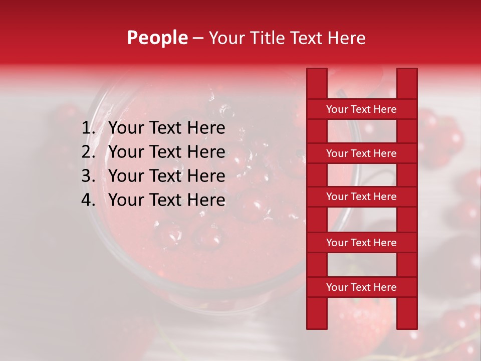 A Red Drink With Cherries On A Wooden Table PowerPoint Template