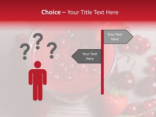 A Red Drink With Cherries On A Wooden Table PowerPoint Template