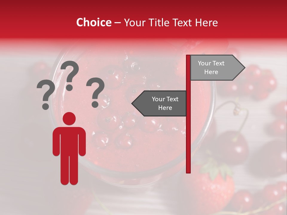 A Red Drink With Cherries On A Wooden Table PowerPoint Template