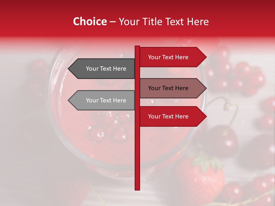 A Red Drink With Cherries On A Wooden Table PowerPoint Template