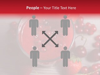 A Red Drink With Cherries On A Wooden Table PowerPoint Template