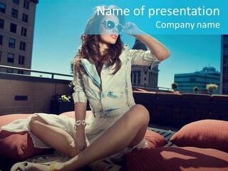 Girl Pose Background PowerPoint Template