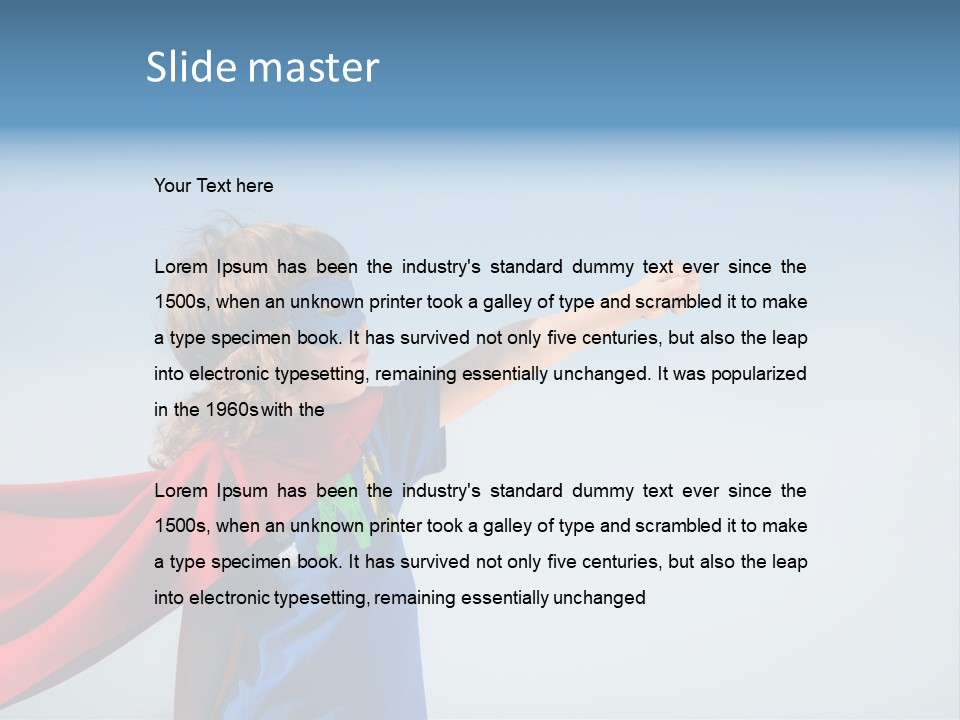 A Young Boy Dressed As A Super Hero PowerPoint Template