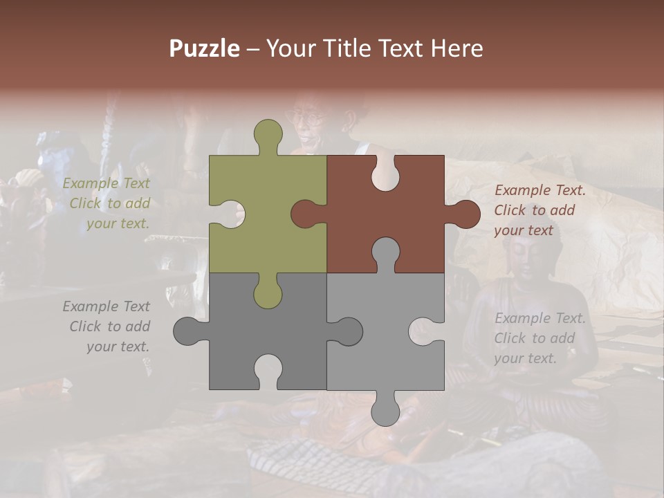 Handicraft Decoration Wood Engraving PowerPoint Template