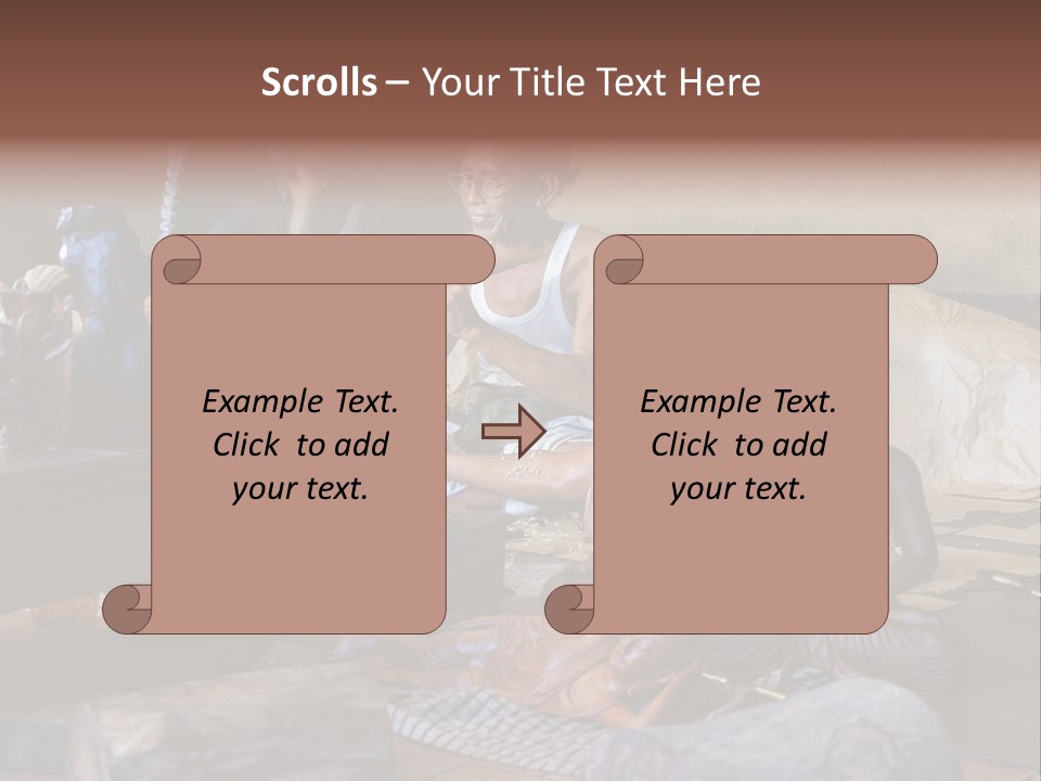 Handicraft Decoration Wood Engraving PowerPoint Template