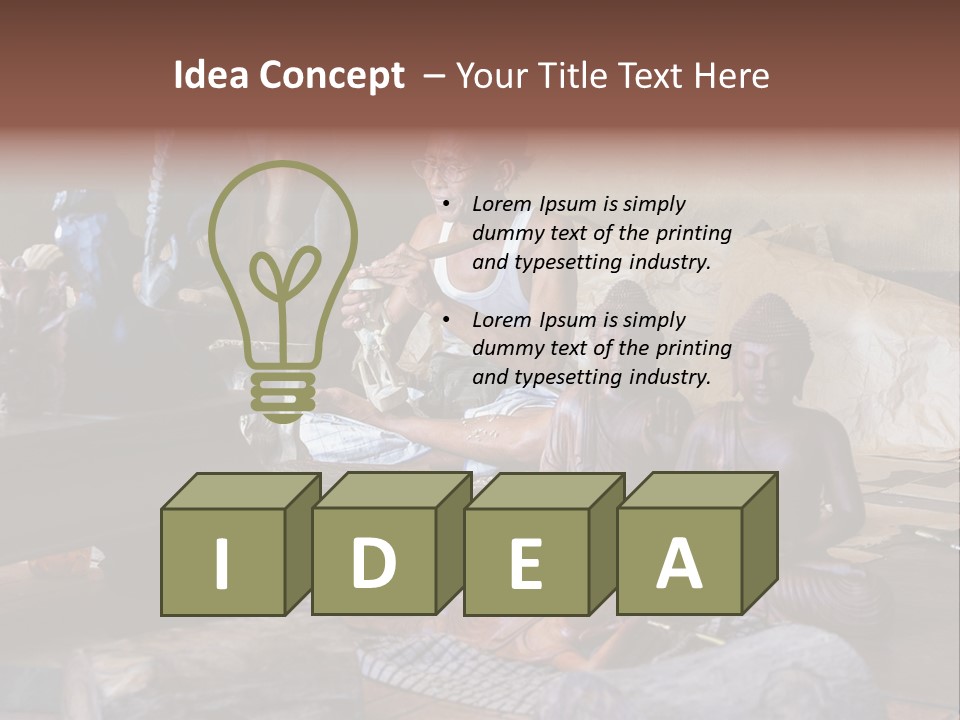 Handicraft Decoration Wood Engraving PowerPoint Template