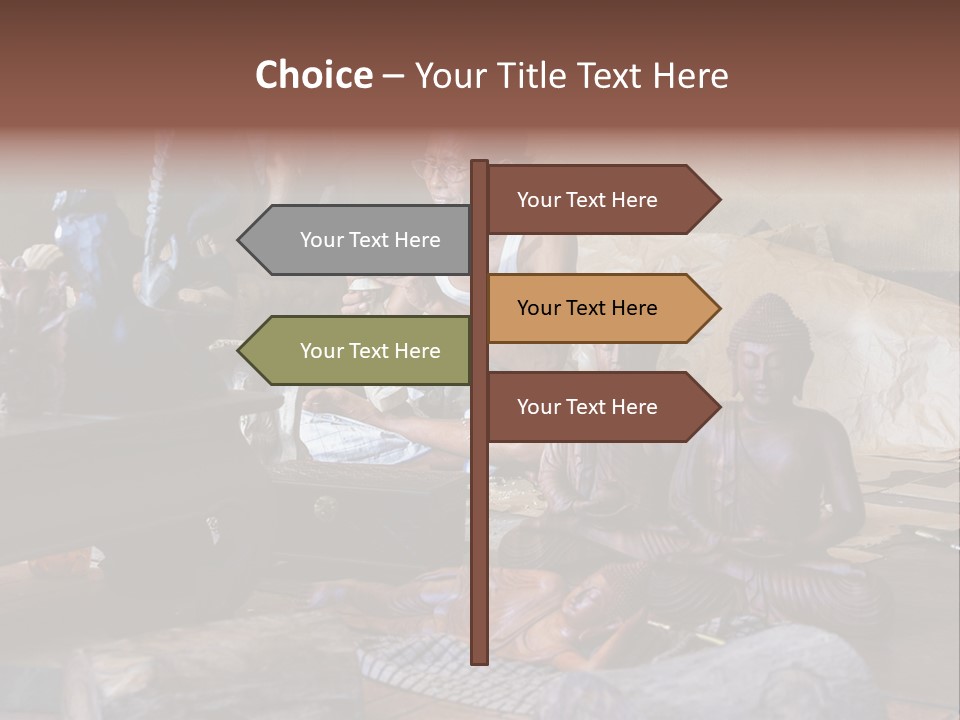 Handicraft Decoration Wood Engraving PowerPoint Template