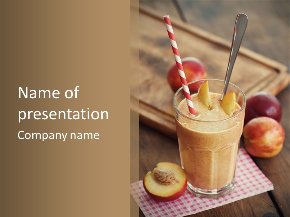 Nobody Drinking Straw Peach PowerPoint Template