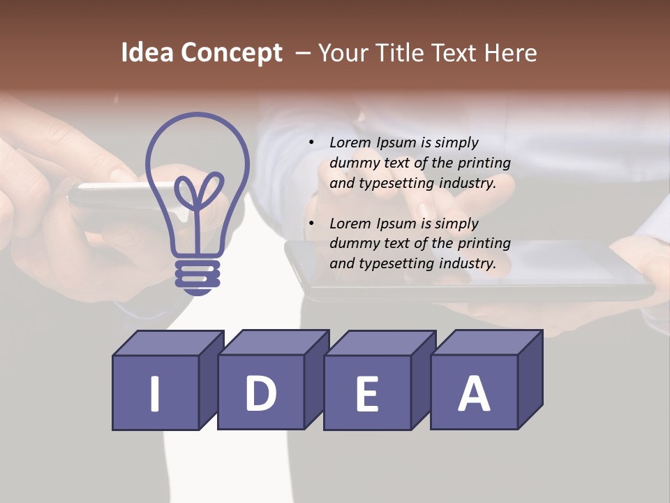 Touchscreen Mobile Holding PowerPoint Template